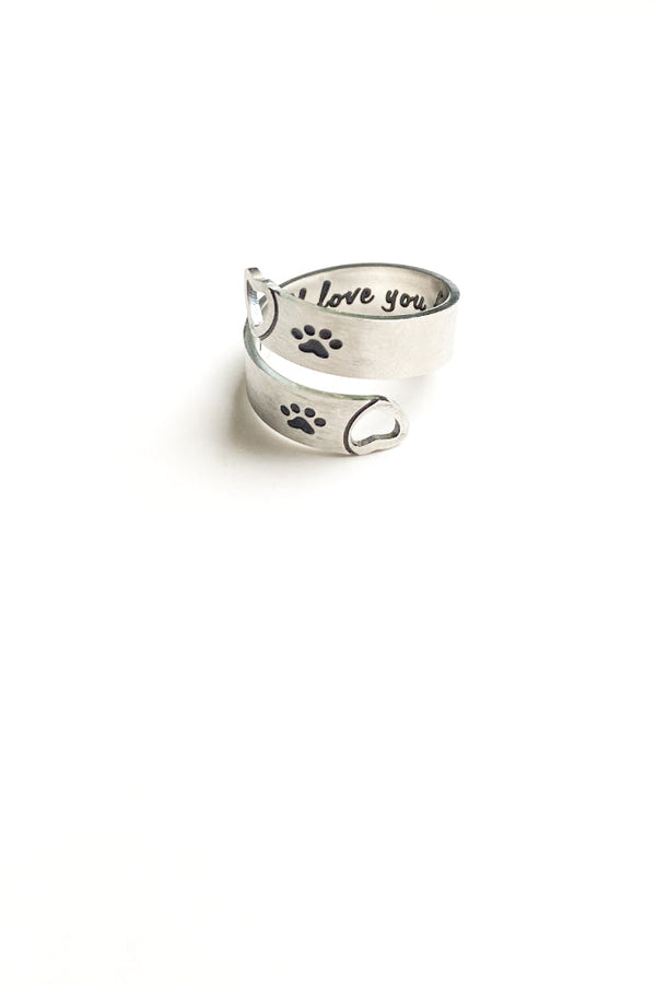 Adjustable Stainless Steel Paw & Heart Twist Ring