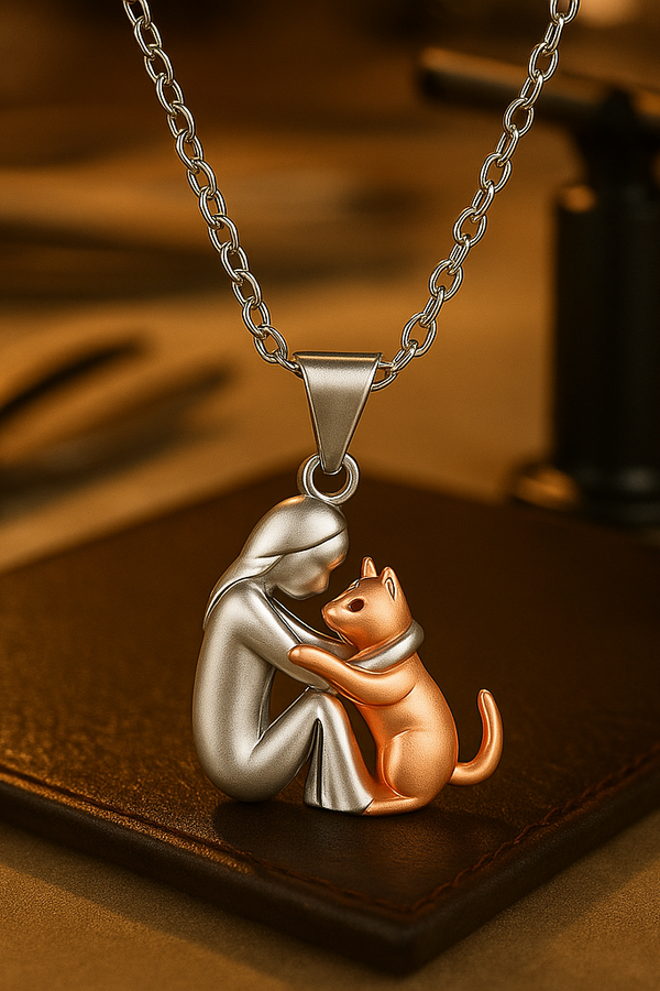 Cat Embrace Pendant Necklace