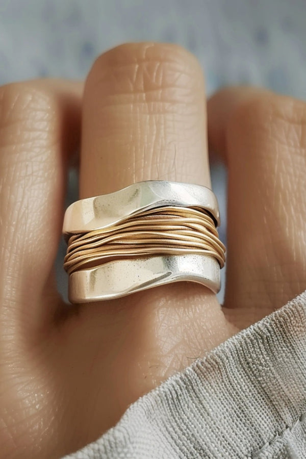 Silver and Gold Threaded Ring