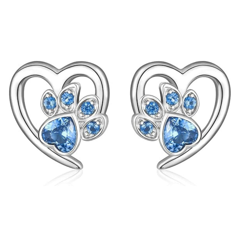 Zirconia Paw and Heart Earrings