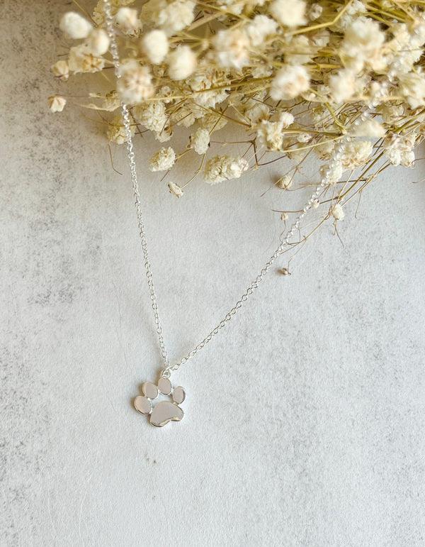 Chic Silver Paw Print Necklace
