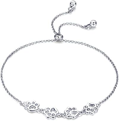Adjustable Silver Paw Print Bracelet