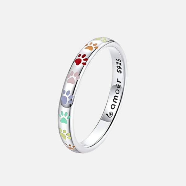 Paw Print Silver Ring