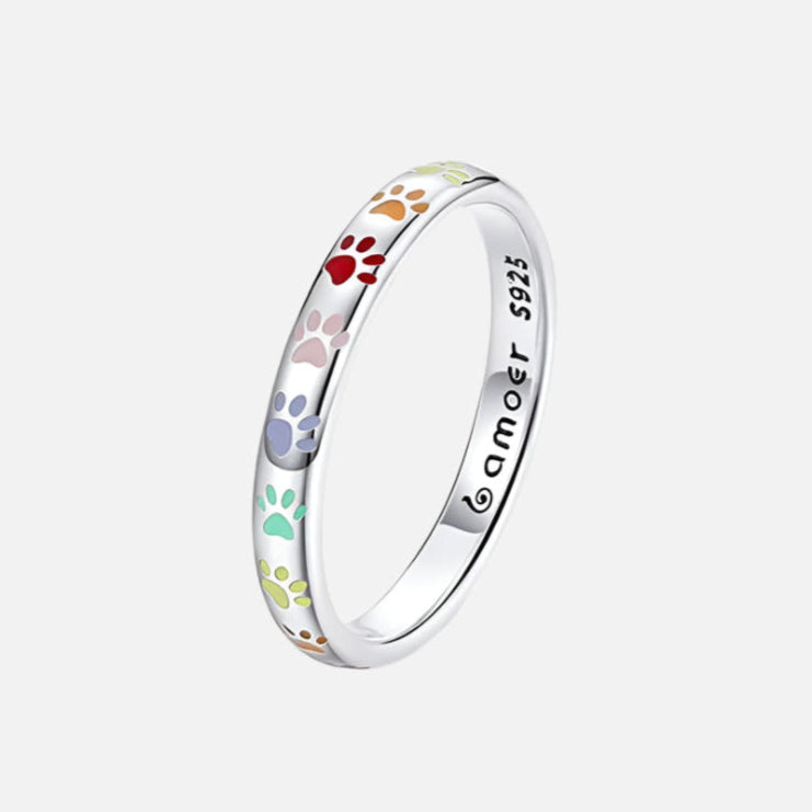 Paw Print Silver Ring