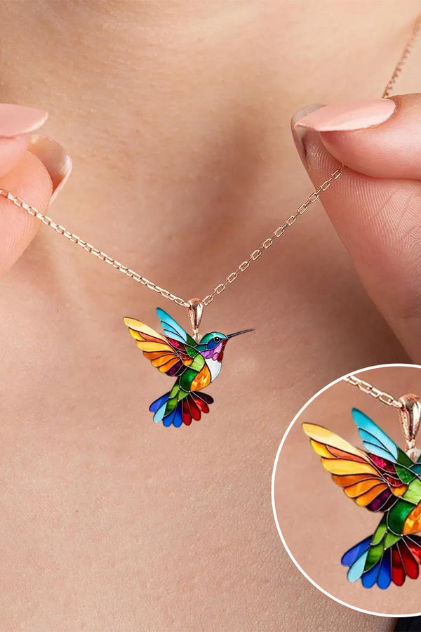 Vibrant Hummingbird Pendant Necklace