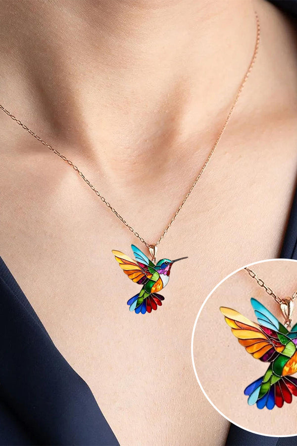 Vibrant Hummingbird Pendant Necklace