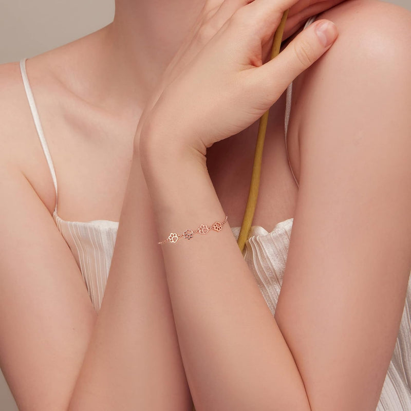 Adjustable Silver Paw Print Bracelet