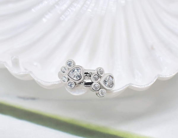 Sparkling Zirconia Paw Huggie Hoop Earrings