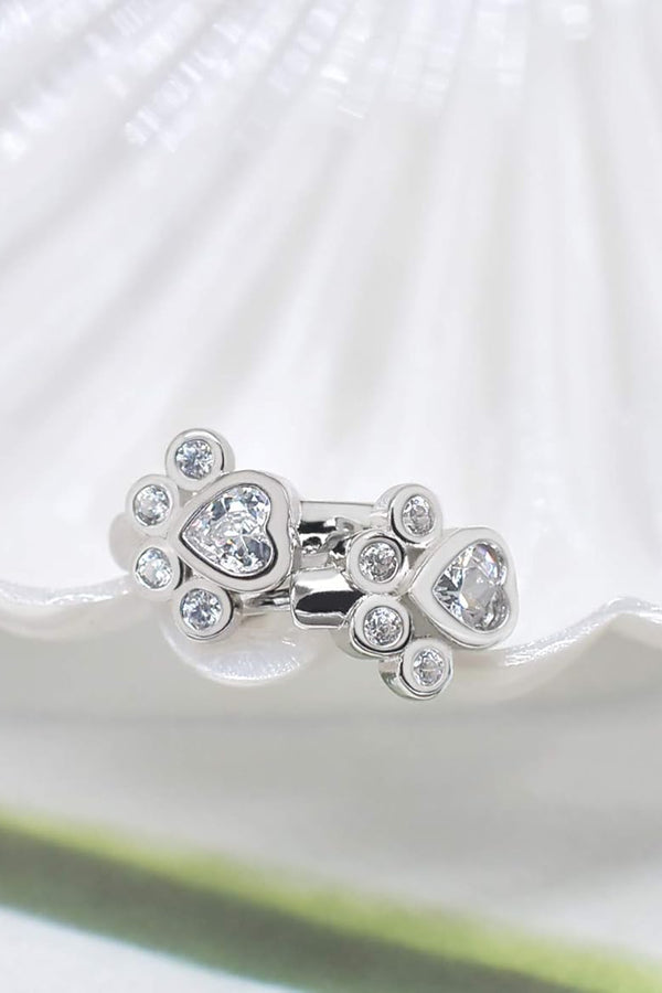 Sparkling Zirconia Paw Huggie Hoop Earrings