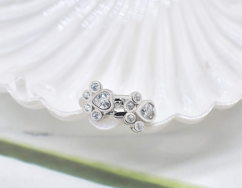 Sparkling Zirconia Paw Huggie Hoop Earrings