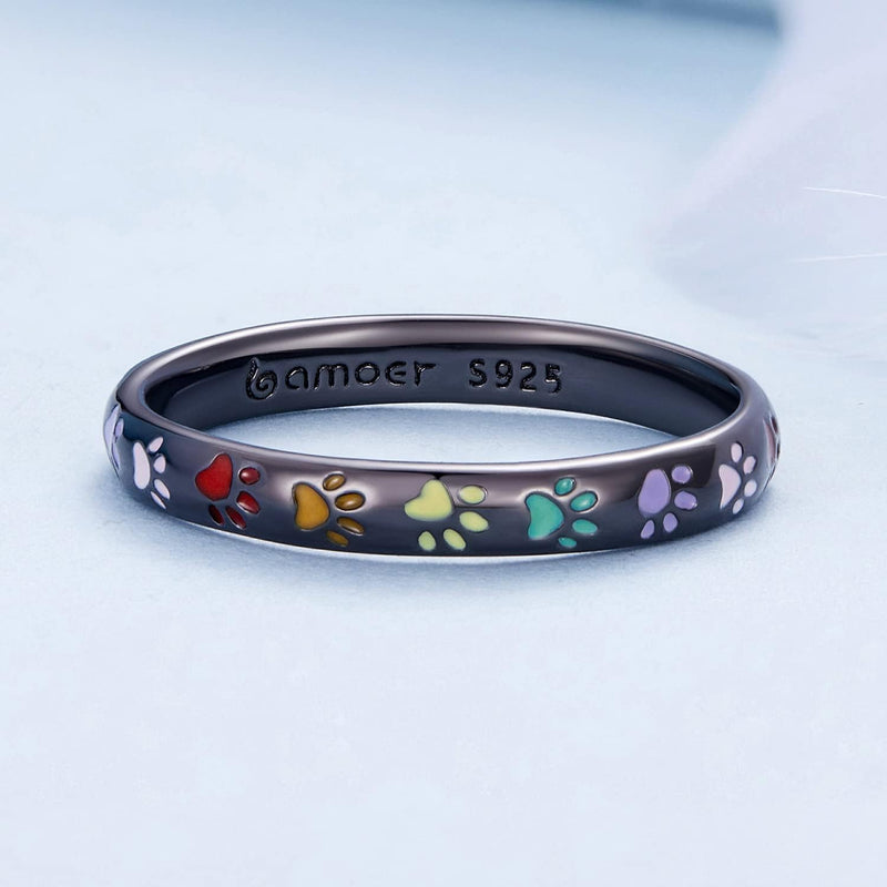 Paw Print Silver Ring