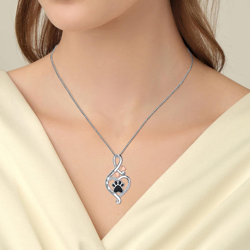 Lucky Paw Heart, Bone & Infinity Necklace – 'Always in My Heart' Pendant