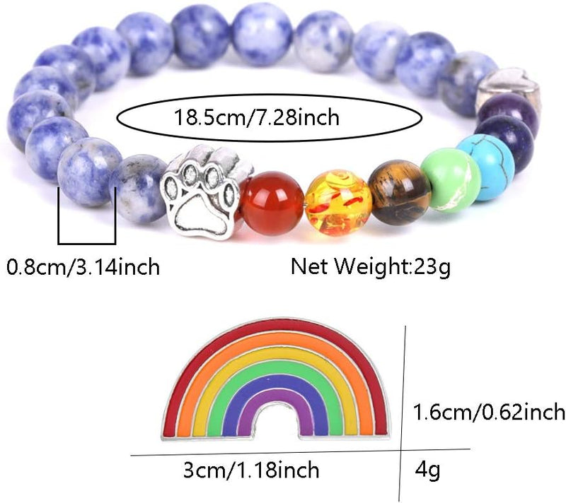 Rainbow Bridge Memorial Bracelet – 7 Chakra Bead Gift for Remembering Your Beloved Pet