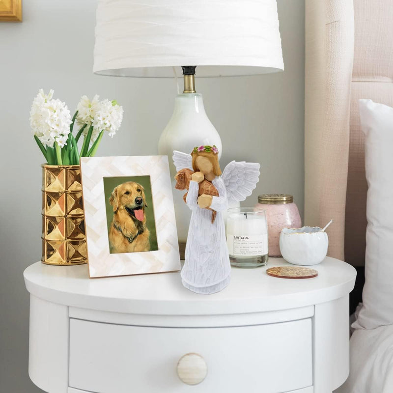 Dog Memorial Gift Set: Angel of Friendship Figurine & Rainbow Bridge Chakra Bracelet