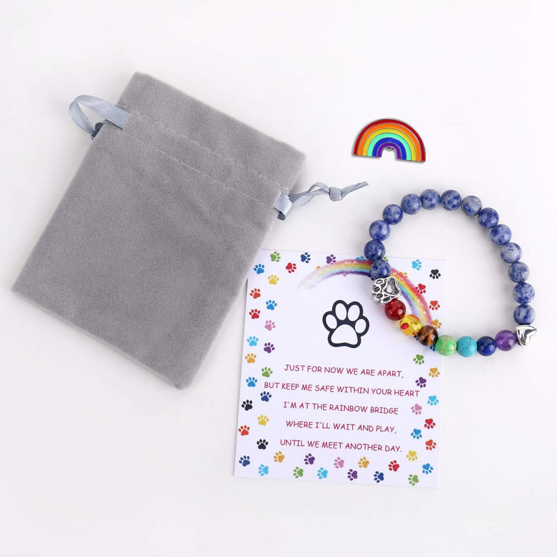 Rainbow Bridge Memorial Bracelet – 7 Chakra Bead Gift for Remembering Your Beloved Pet