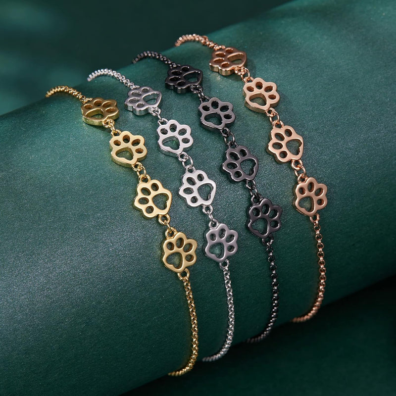 Adjustable Silver Paw Print Bracelet