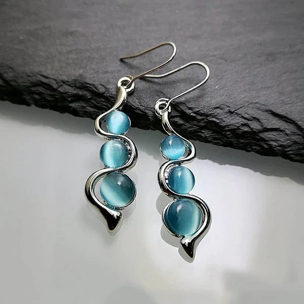 Elegant Blue Crystal Dangle Earrings