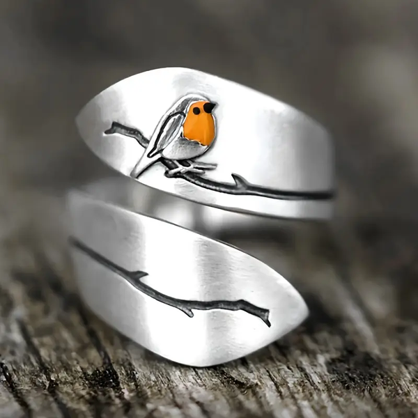 Adjustable Silver Avian Ring