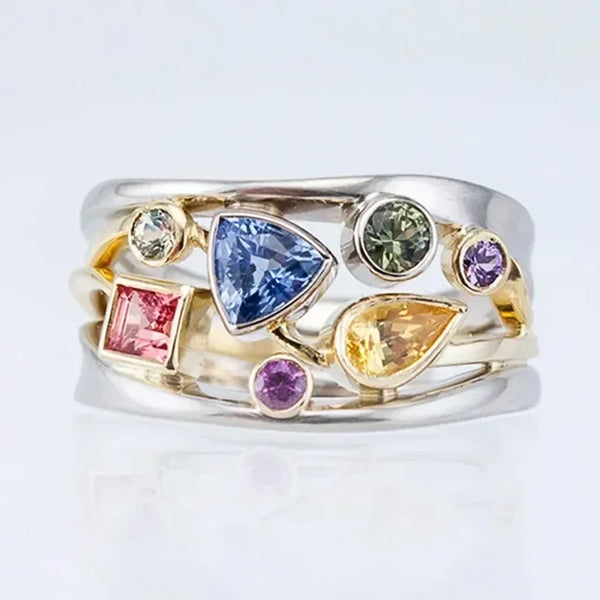 Retro Multicolored Zirconia Ring