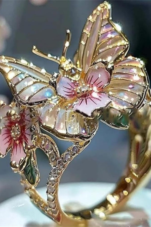 Gold Butterfly Ring with a Dazzling Shine
