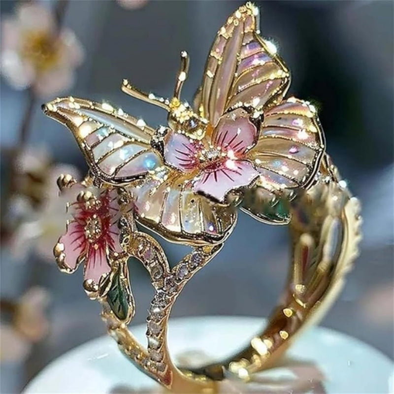 Gold Butterfly Ring with a Dazzling Shine