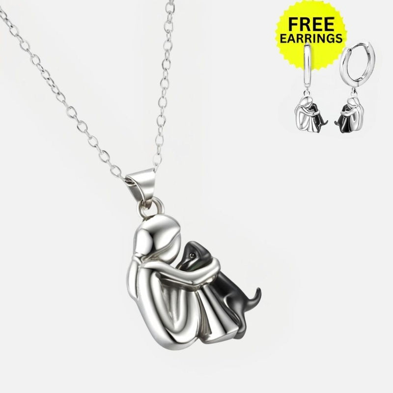 Hug Pendant Necklace with Complimentary Earrings