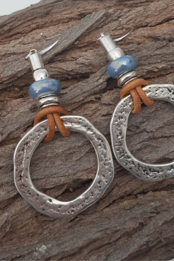 Retro Bohemian Silver Hoop Earrings