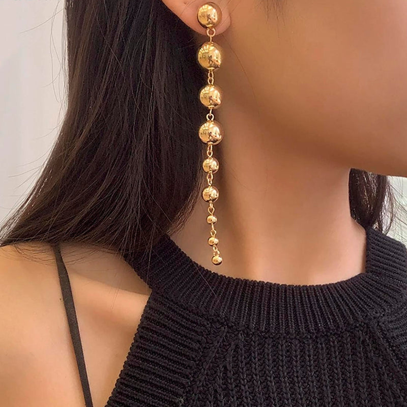 Elegant Golden Pearl Drop Earrings