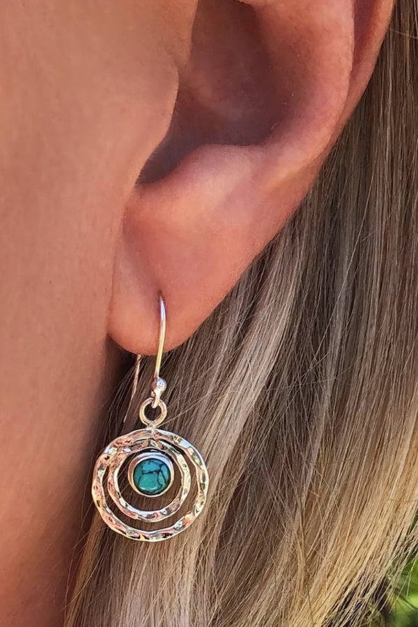 Bohemian Saturn Earrings Featuring Turquoise Stone