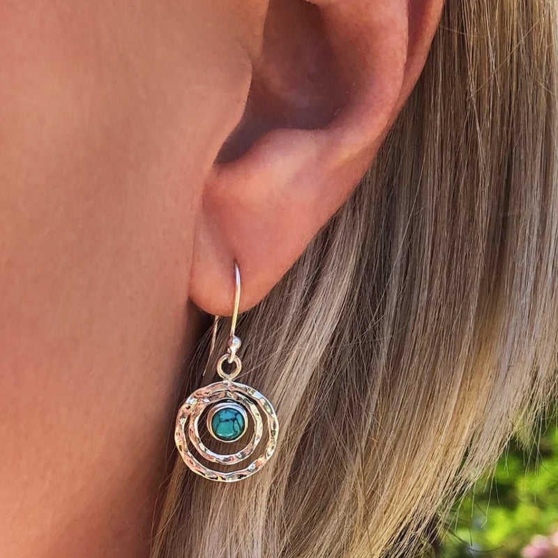 Bohemian Saturn Earrings Featuring Turquoise Stone