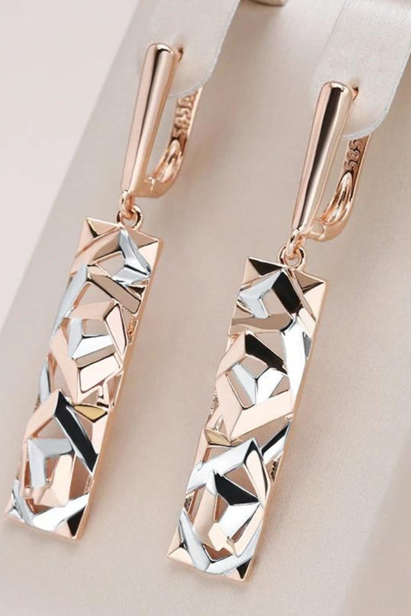 Chic Women's Rectangular Earrings in Gold and Silver