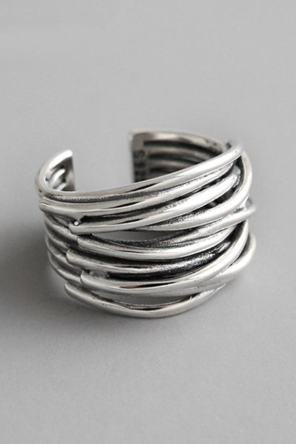 Adjustable Silver Layered Ring