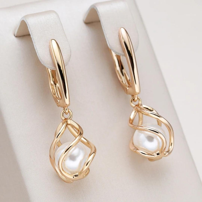 Gold Pearl Elegance Earrings