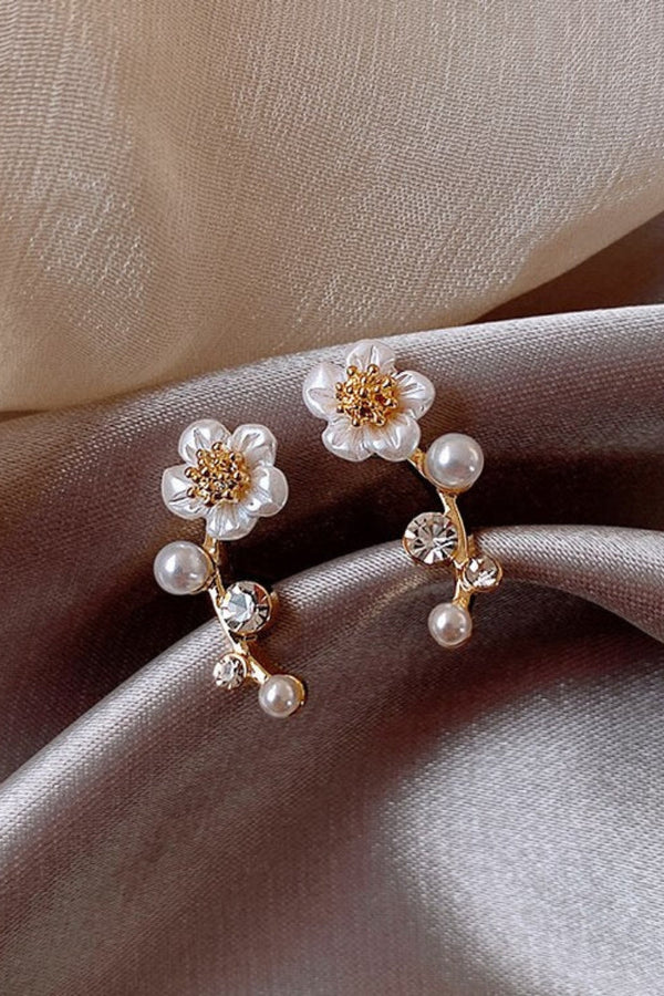 Floral Pearl Drop Earrings