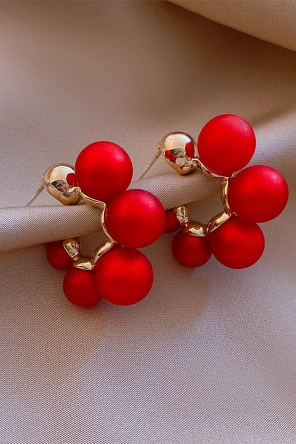 Chic Red Pearl Drop Earrings
