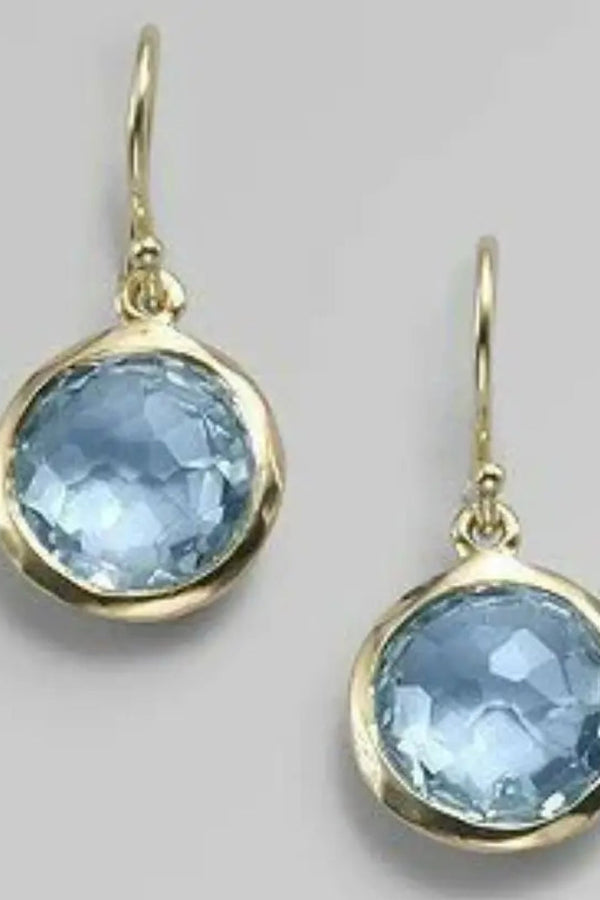 Retro Blue Inlaid Crystal Earrings