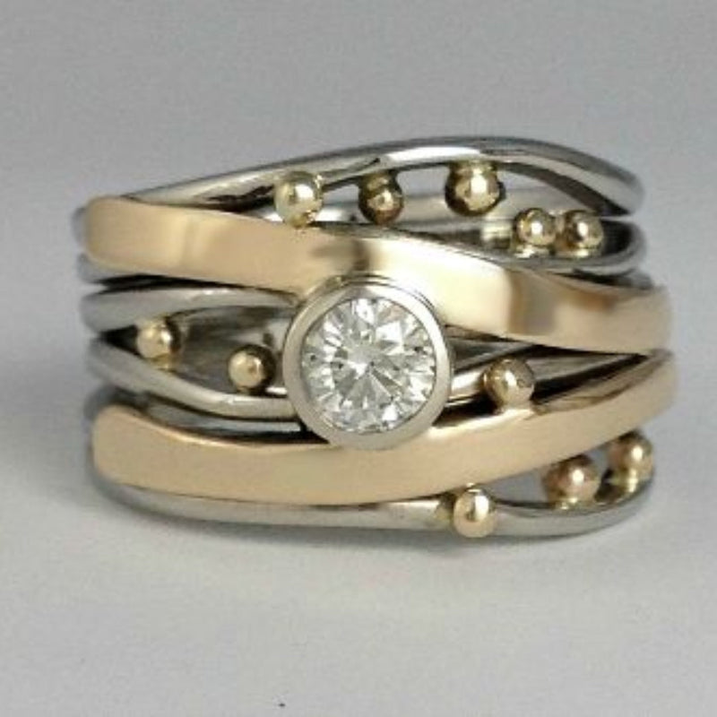 Classic Gold Inlaid Zirconia Ring