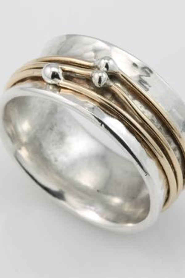 Antique Gold-Plated Layered Silver Ring