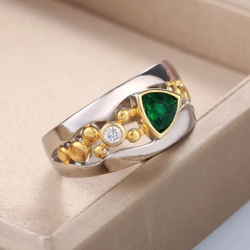 Retro Emerald Glass Ring