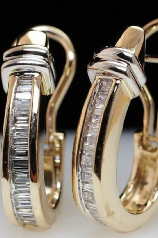 Vintage Gold Earrings Embellished with Diamonds