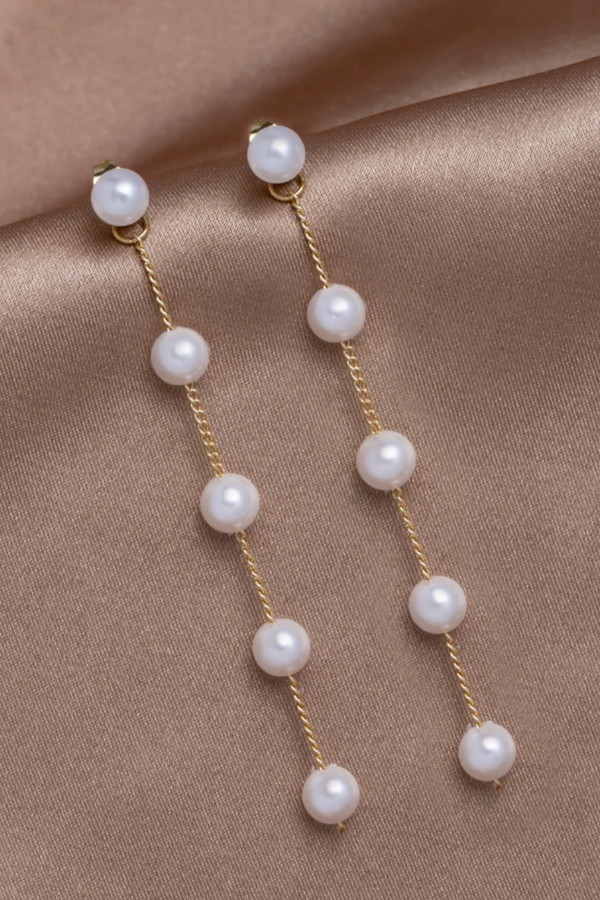 Gold-Dipped Dangling Freshwater Pearl Earrings