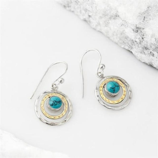 Bohemian Saturn Earrings Featuring Turquoise Stone