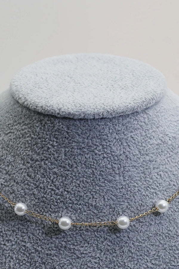 Gold Necklace with Delicate Small Pearls