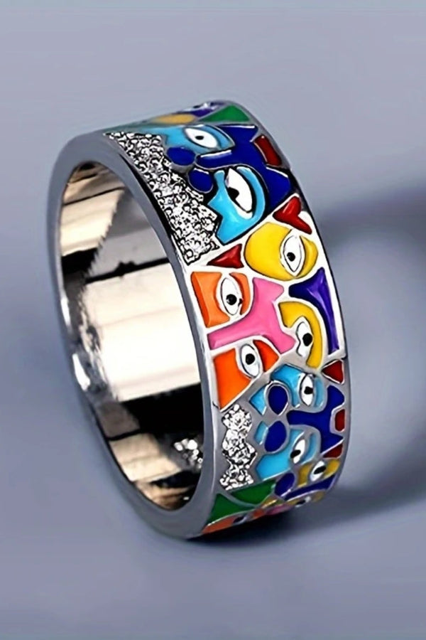 Colorful Silver Eye Ring