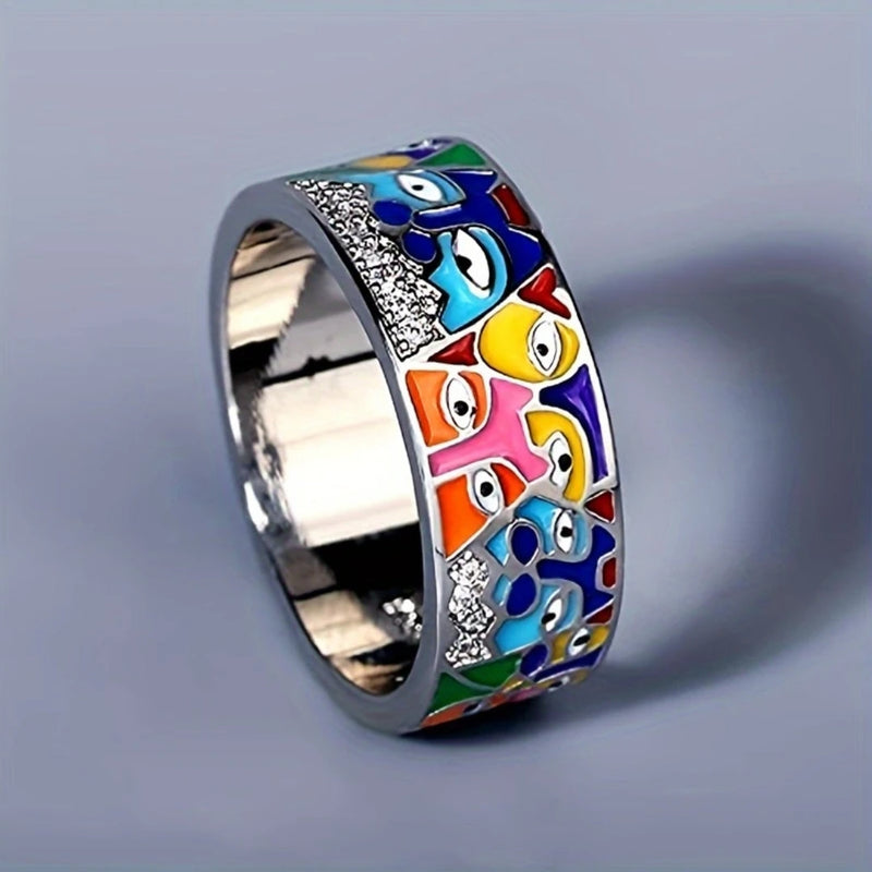 Colorful Silver Eye Ring