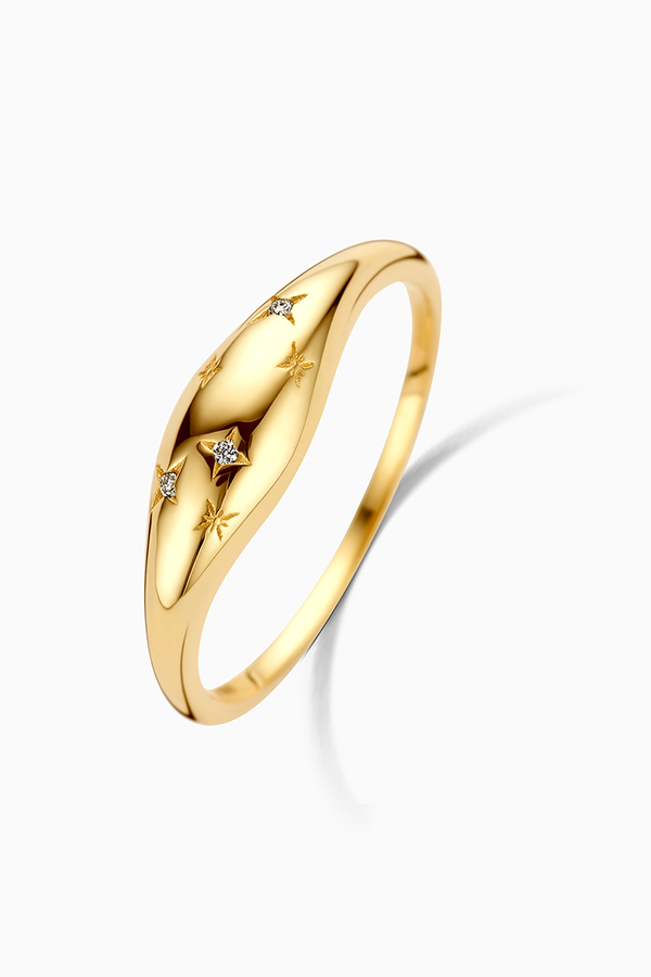 Dome - Gold Ring with High-Quality Diamond