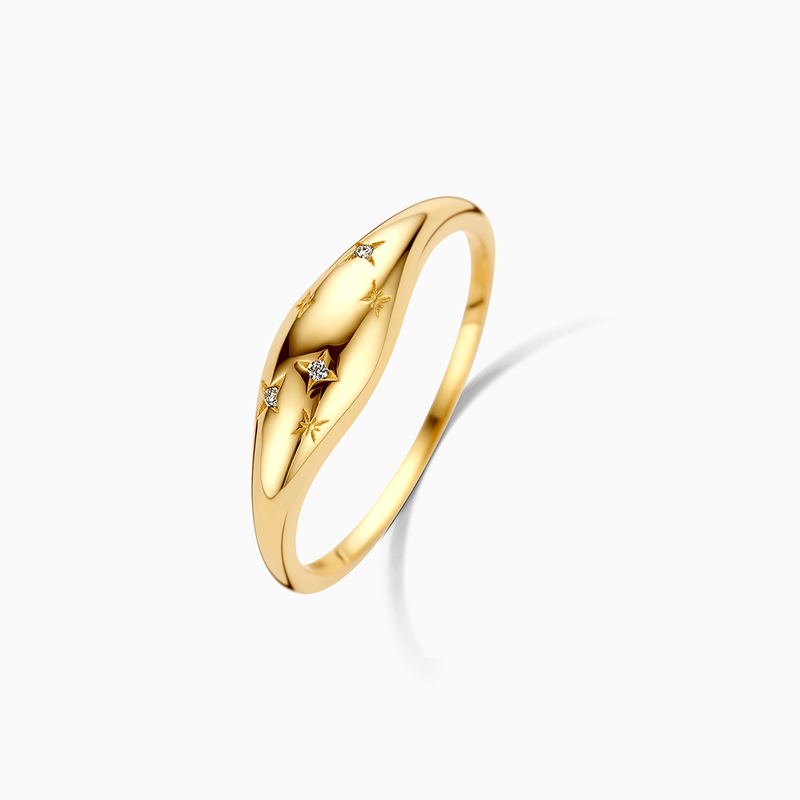 Dome - Gold Ring with High-Quality Diamond