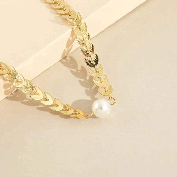 Gold Greek Pearl Necklace