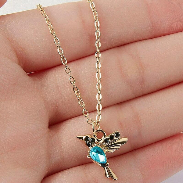 Zirconium and Enamel Swallow Pendant Necklace