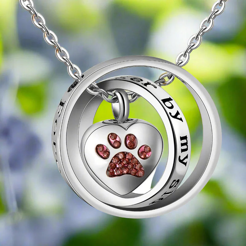 Forever in My Heart - Stainless Steel Paw Print Urn Necklace